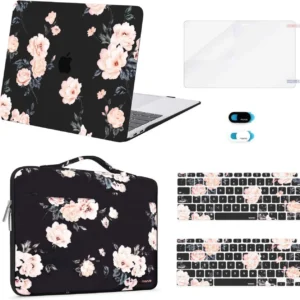 MOSISO Compatible with MacBook Air 13 inch Case 2022 2021 2020 2019 2018 Release A2337 M1 A2179 A1932 Retina, Plastic Camellia Hard Shell Case&Bag&Keyboard Skin&Webcam Cover&Screen Protector, Blue
